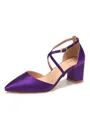 Women's Satin Closed Toe Chunky Heel Wedding Shoes