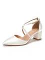 Women's Satin Closed Toe Chunky Heel Wedding Shoes
