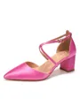 Women's Satin Closed Toe Chunky Heel Wedding Shoes