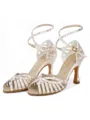 Women's Satin Peep Toe With Rhinestone Stiletto Heel Shoes