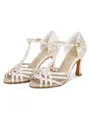 Women's Satin Peep Toe With Rhinestone Stiletto Heel Shoes