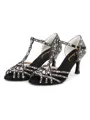 Women's Satin Peep Toe With Rhinestone Stiletto Heel Shoes