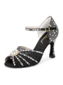 Women's Satin Peep Toe With Rhinestone Stiletto Heel Shoes