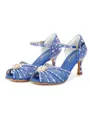 Women's Satin Peep Toe With Rhinestone Stiletto Heel Shoes