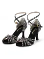 Women's Satin Peep Toe With Rhinestone Stiletto Heel Shoes