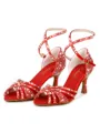 Women's Satin Peep Toe With Rhinestone Stiletto Heel Shoes
