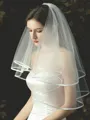 Simple Tulle Elbow Wedding Veils With Ribbon Edge