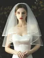 Simple Tulle Elbow Wedding Veils With Ribbon Edge