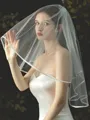 Simple Tulle Elbow Wedding Veils With Ribbon Edge