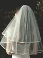 Simple Tulle Elbow Wedding Veils With Ribbon Edge