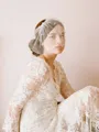 One-tier Cut Edge Birdcage Veils With Imitation Pearls