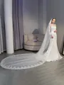 Unique Tulle With Applique Long Wedding Veils