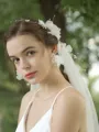 Gorgeous Tulle One-Tier Fingertip Bridal Veils With Rhinestone/Hand-Made Flower