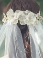 Attractive Tulle One-Tier Waltz Bridal Veils With Rhinestone/Hand-Made Flower