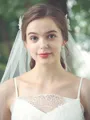 Fancy Tulle One-Tier Chapel Bridal Veils With Beading