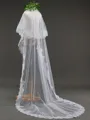 Graceful 2 Layer Tulle With Lace Long Wedding Veils
