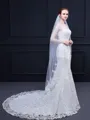 Beautiful Tulle With Lace Wedding Veils