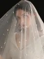 Gorgeous Tulle One-Tier Fingertip Bridal Veils With Imitation Pearl