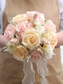 Exquisite Free-Form Silk Flower Bridal Bouquets