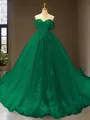 Cute Ball-Gown Princess Off-the-Shoulder Sleeveless Chapel Train Tulle Prom Dress With Applique