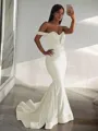 Trumpet/Mermaid Off-the-Shoulder Sleeveless Sweep Train Dramatic Jersey Corset Prom Dress With Ruffles