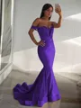 Trumpet/Mermaid Off-the-Shoulder Sleeveless Sweep Train Dramatic Jersey Corset Prom Dress With Ruffles