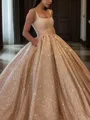 Regal Ball-Gown Square Sleeveless Floor-Length Corset Prom Dress With Sequins