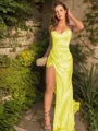 Sheath/Column Sweetheart Clingy Sleeveless Sweep Train Silk like Satin Corset Prom Dress
