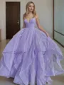 Sophisticated A-line V-Neck Sleeveless Sweep Train Prom Dress