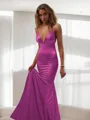 Trumpet/Mermaid Straps Sleeveless Floor-Length Silk like Satin Striking Prom Dress With Ruffles