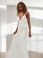 Trumpet/Mermaid Straps Sleeveless Floor-Length Silk like Satin Striking Prom Dress With Ruffles