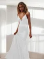 Trumpet/Mermaid Straps Sleeveless Floor-Length Silk like Satin Striking Prom Dress With Ruffles