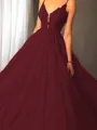 Ball-Gown Princess Spaghetti Straps Sleeveless Sweep Train Majestic Tulle Prom Dress With Applique