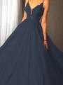 Ball-Gown Princess Spaghetti Straps Sleeveless Sweep Train Majestic Tulle Prom Dress With Applique
