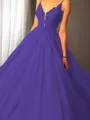 Ball-Gown Princess Spaghetti Straps Sleeveless Sweep Train Majestic Tulle Prom Dress With Applique