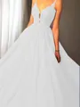 Ball-Gown Princess Spaghetti Straps Sleeveless Sweep Train Majestic Tulle Prom Dress With Applique