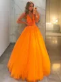 Ball-Gown Princess V-Neck Sleeveless Floor-Length Tulle Fairy-tale Prom Dress