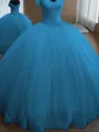 Ball-Gown Princess Off-the-Shoulder Sleeveless Enchanting Floor-Length Tulle Prom Dress With Lace