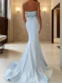 Trumpet/Mermaid Sweetheart Sleeveless Sweep Train Curvaceous Satin Corset Prom Dress With Beading