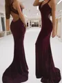 Trumpet/Mermaid V-Neck Sleeveless Figure-hugging Sweep Train Stretch Crepe Prom Dress With Applique