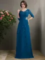 A-line V-Neck 3/4 Sleeves Floor-Length Refined Chiffon Prom Dress