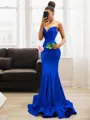 Trumpet/Mermaid Ariel Sweetheart Sleeveless Sweep Train Stretch Crepe Prom Dress With Ruffles