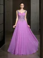 Sophisticated A-line Straps Sleeveless Floor-Length Chiffon Prom Dress With Beading