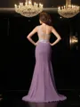 Striking Trumpet/Mermaid One-Shoulder Sleeveless Sweep Train Chiffon Prom Dress With Slit