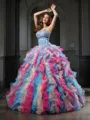 Ball-Gown Sweetheart Sleeveless Floor-Length Cinderella Organza Prom Dress With Beading