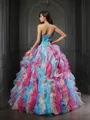 Ball-Gown Sweetheart Sleeveless Floor-Length Cinderella Organza Prom Dress With Beading