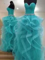 Ball-Gown Princess Dreamy Sweetheart Sleeveless Floor-Length Tulle Prom Dress With Beading