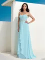 A-line Sweetheart Glam Sleeveless Floor-Length Chiffon Corset Prom Dress With Beading