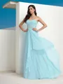 A-line Sweetheart Glam Sleeveless Floor-Length Chiffon Corset Prom Dress With Beading