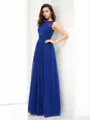A-line Scoop Sleeveless Unique Floor-Length Chiffon Prom Dress With Lace